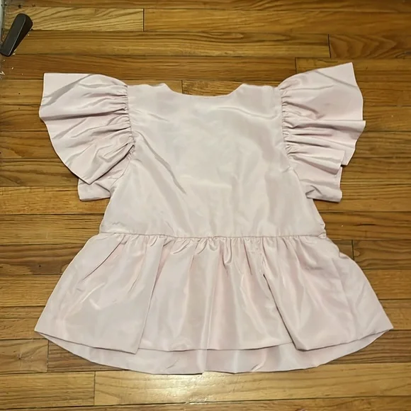😊 Express Square Neck Flutter Sleeve Peplum Babydoll Top Pastel Pink - Picture 6 of 6
